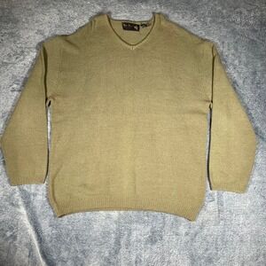 Nat Nast Luxury Original Mens XL V-Neck Sweater Olive Green Cotton Blend Knit